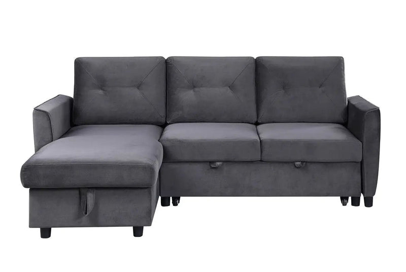 Hudson - Reversible Sleeper Sectional Sofa With Storage Chaise - Dark Gray by HouseOfZazla