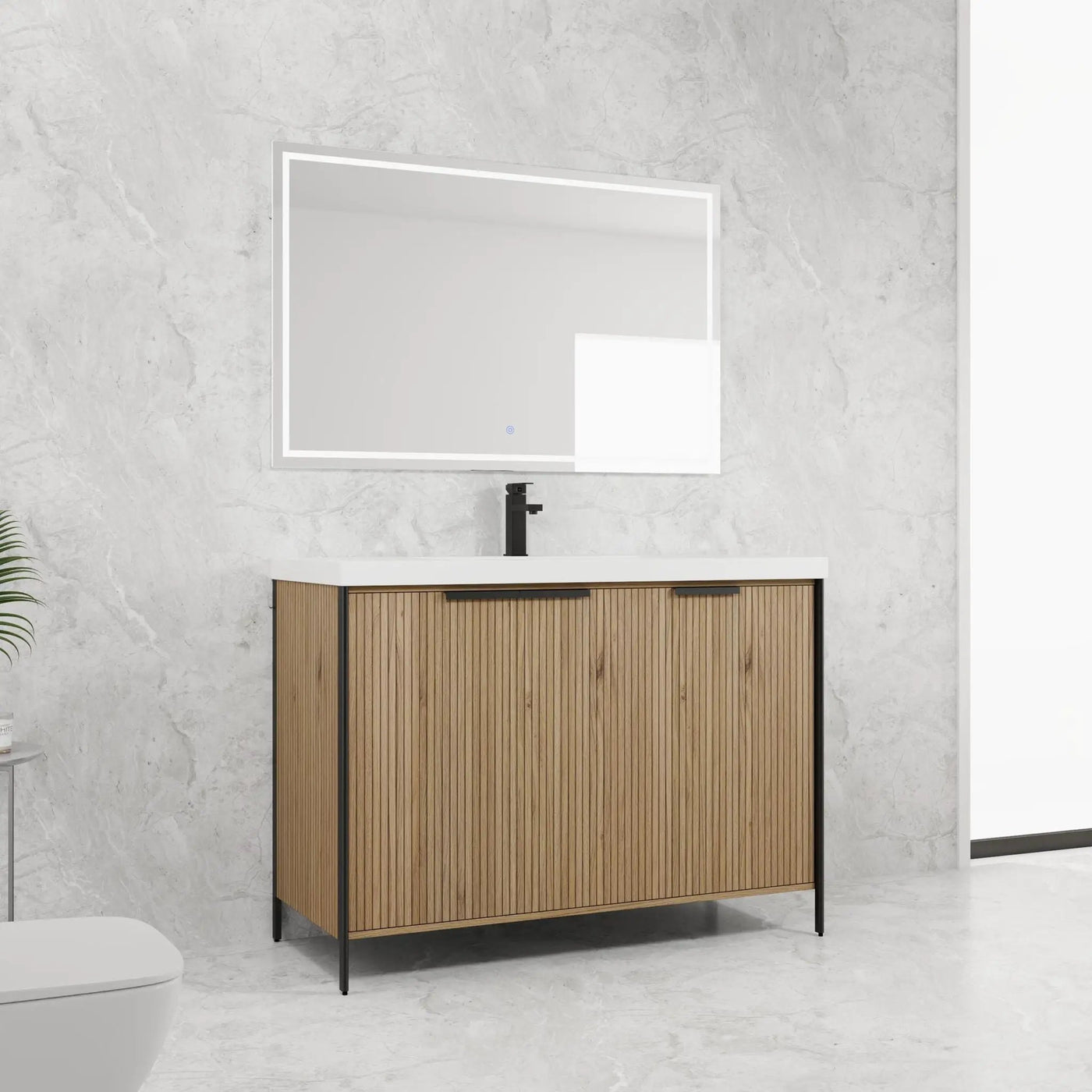 Modern Freestanding Bathroom Vanity With Resin Sink & Soft Close Cabinet Doors by Unique Piece Furniture