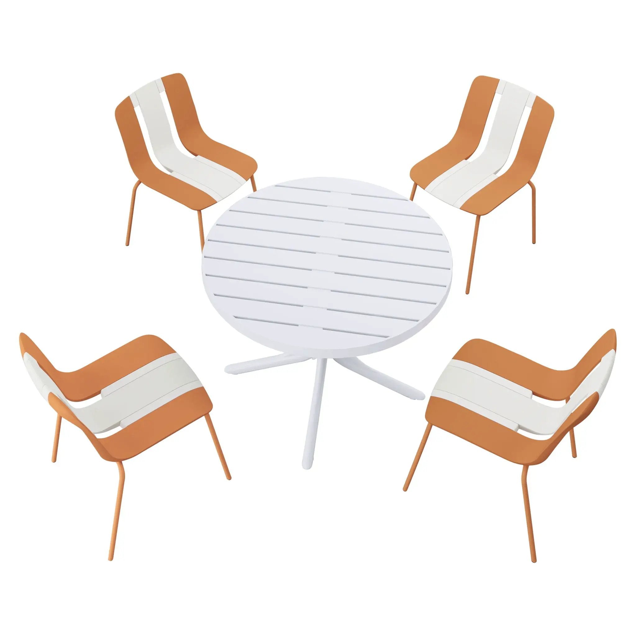 4 Piece Set Of Modern Striped Color Blocking Single Chairs With Round Table by Unique Piece Furniture