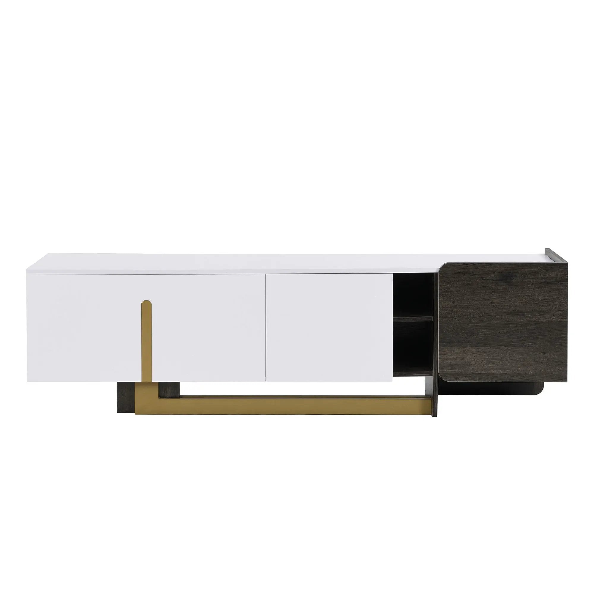 TV Stand With 1 Drawer, 2 Cabinets And Adjustable Shelves by HouseOfZazla