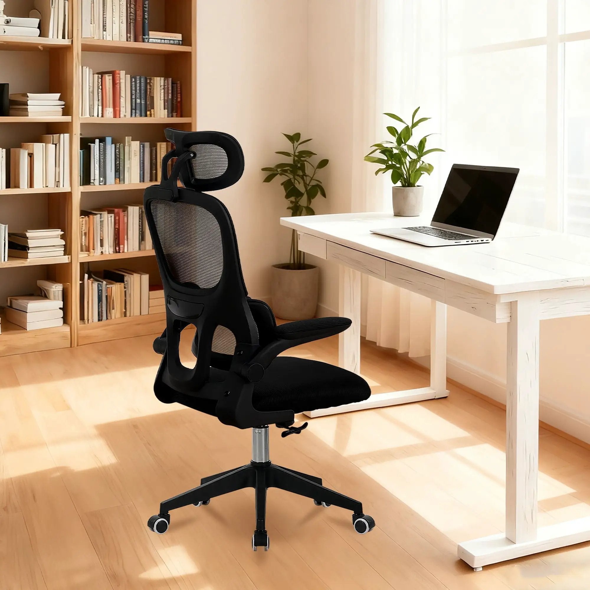 High Back Ergonomic Swivel Rolling Office Chair With Tilt Function, 3D Headrest, Lumbar Support - Black by Unique Piece Furniture