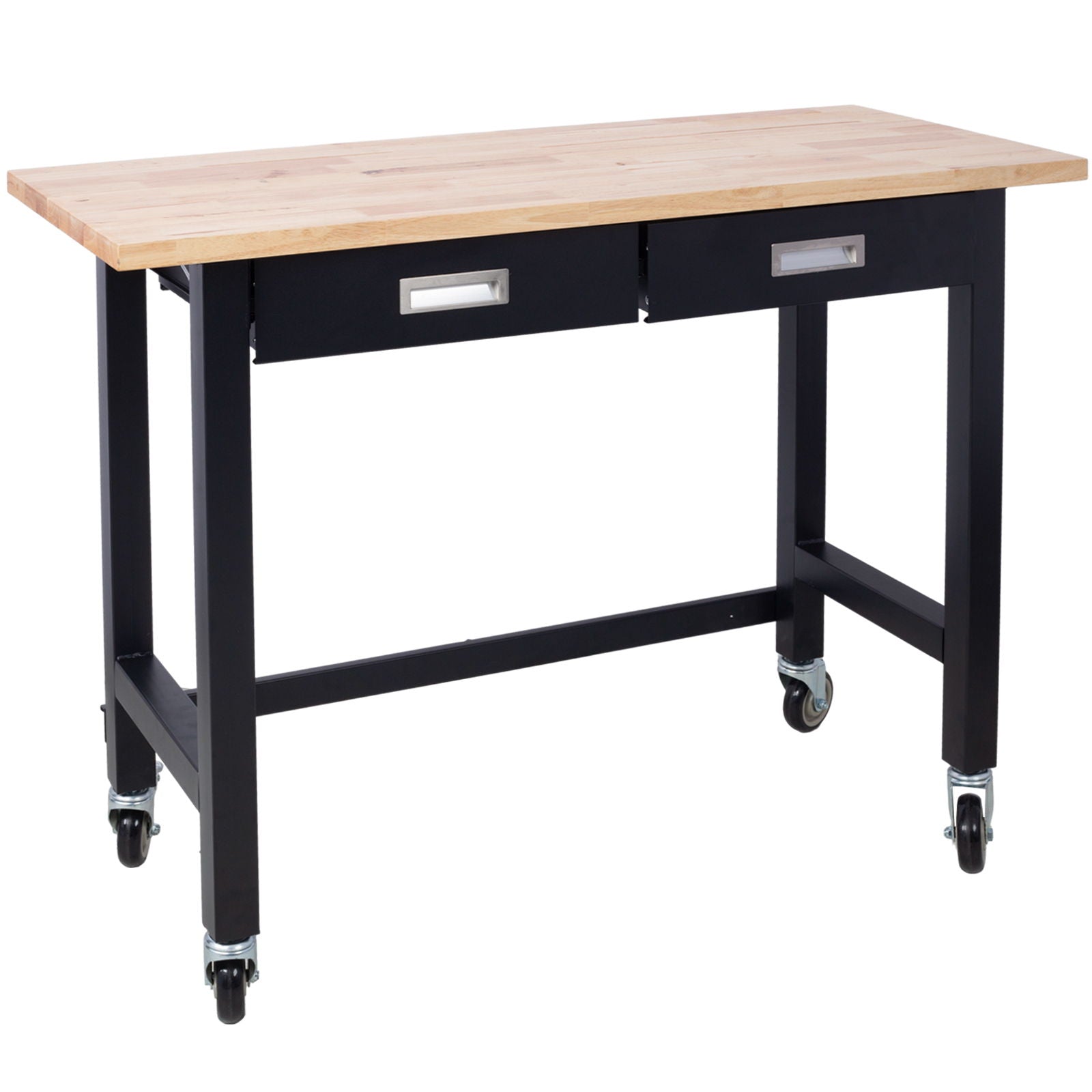 Work Bench, Workbench With Drawer Storage, Heavy Duty Bamboo Wood Work Table With Wheels For Garage Home Office by HouseOfZazla