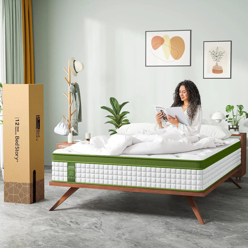 12" Hybrid Mattress With Gel Memory Foam & Pocket Springs by HouseOfZazla