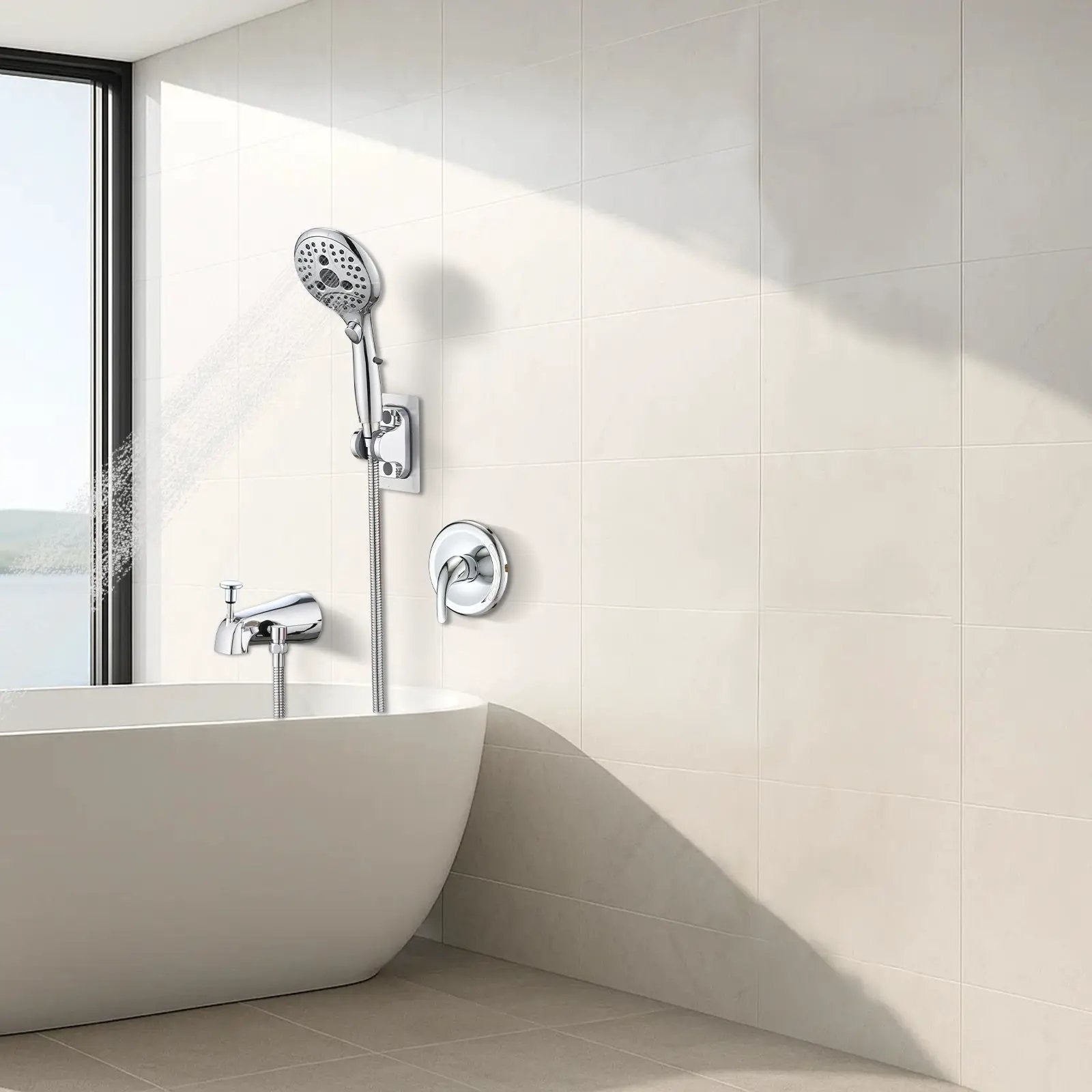 Lift-Up Diverter Bathtub Faucet with 6 Settings Handheld Shower by HouseOfZazla
