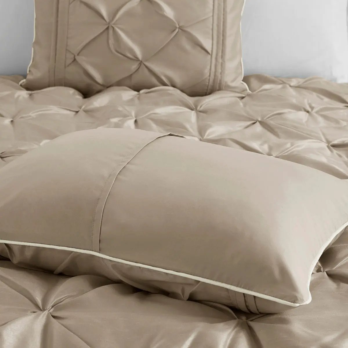 7 Piece Tufted Comforter Set Taupe California King by HouseOfZazla