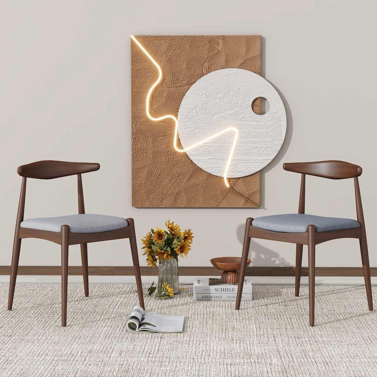 Set of 2 Rubberwood Dining Chairs with Faux Leather Upholstery - Multiple Colors, photo 5 of 11