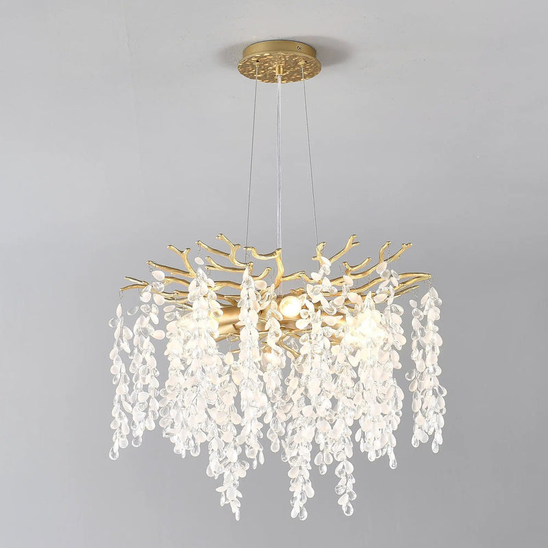 6-Light Chandelier Crystal Ceiling Lamp in Gold by HouseOfZazla