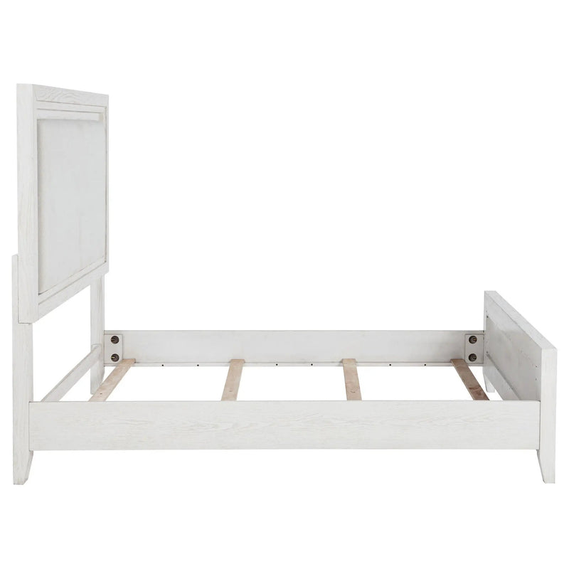 Marielle Queen Upholstered Panel Bed Distressed White by Unique Piece Furniture
