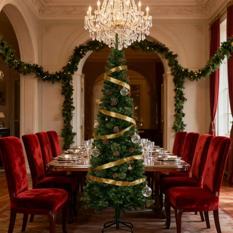Slim Pine Needles Xmas Tree - 7.5 Foot Pencil Christmas Tree by HouseOfZazla