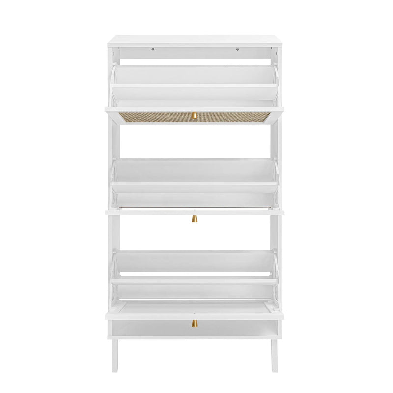 Modern Rattan 3 Door Shoe Rack Cabinet for Entryway by HouseOfZazla