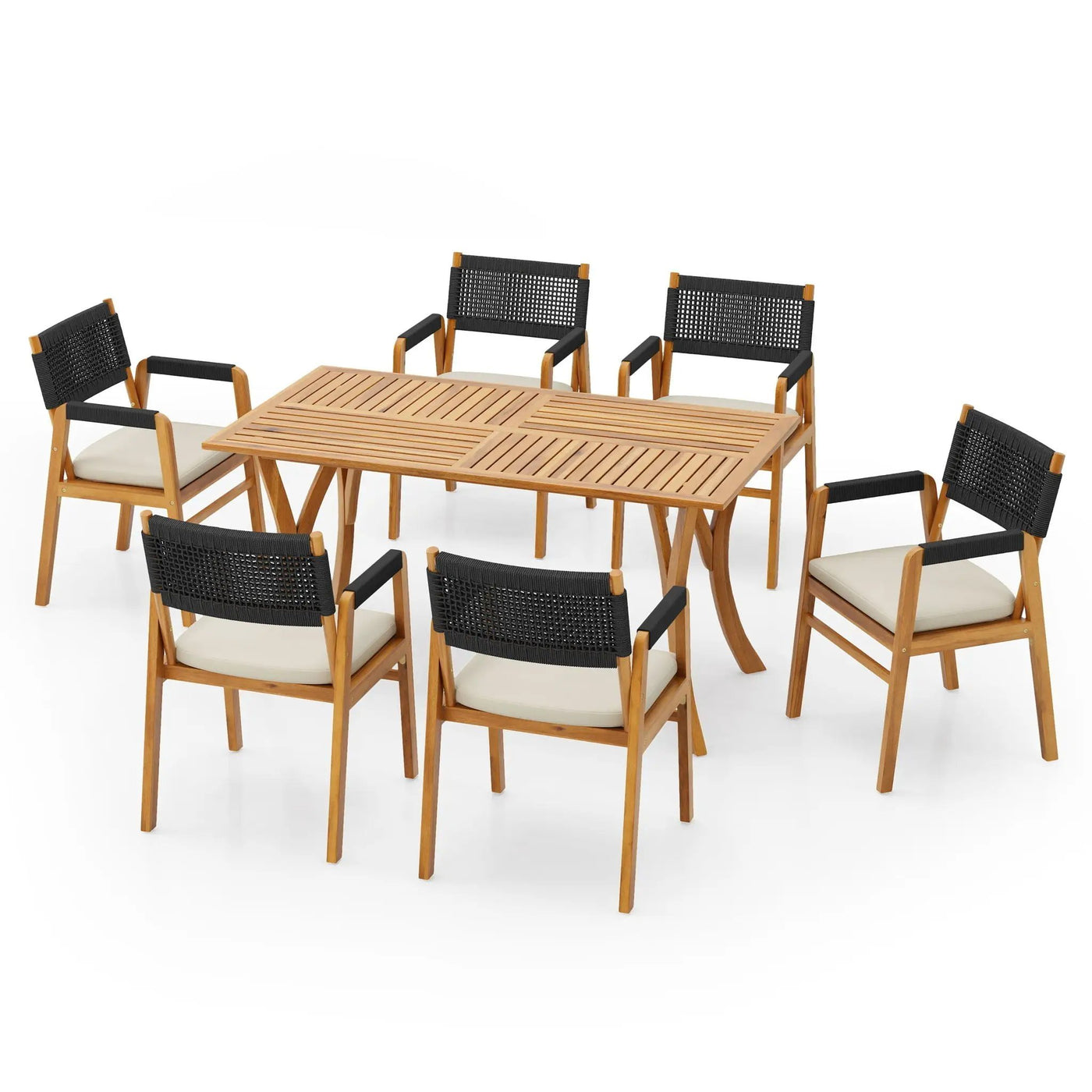 Outdoor Rustic Patio Acacia Bistro Set With Cushions by HouseOfZazla