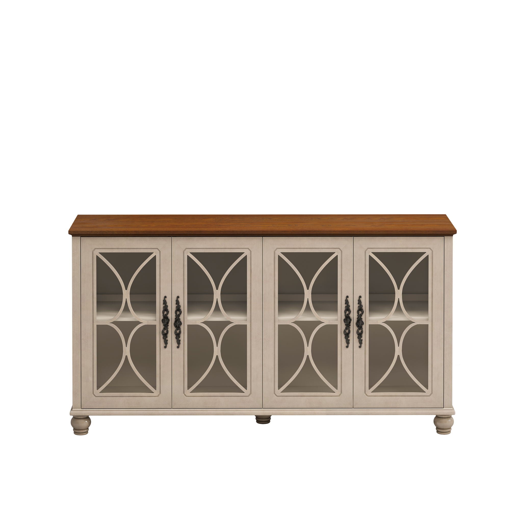 Elegant 4 Door Cabinet With Tempered Glass Doors by Unique Piece Furniture