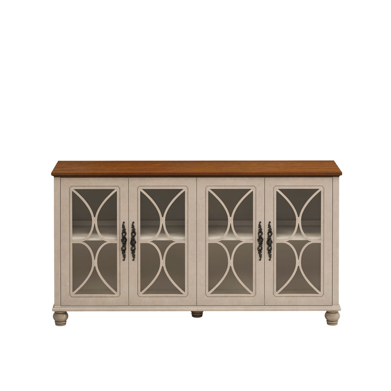 Elegant 4 Door Cabinet With Tempered Glass Doors by Unique Piece Furniture