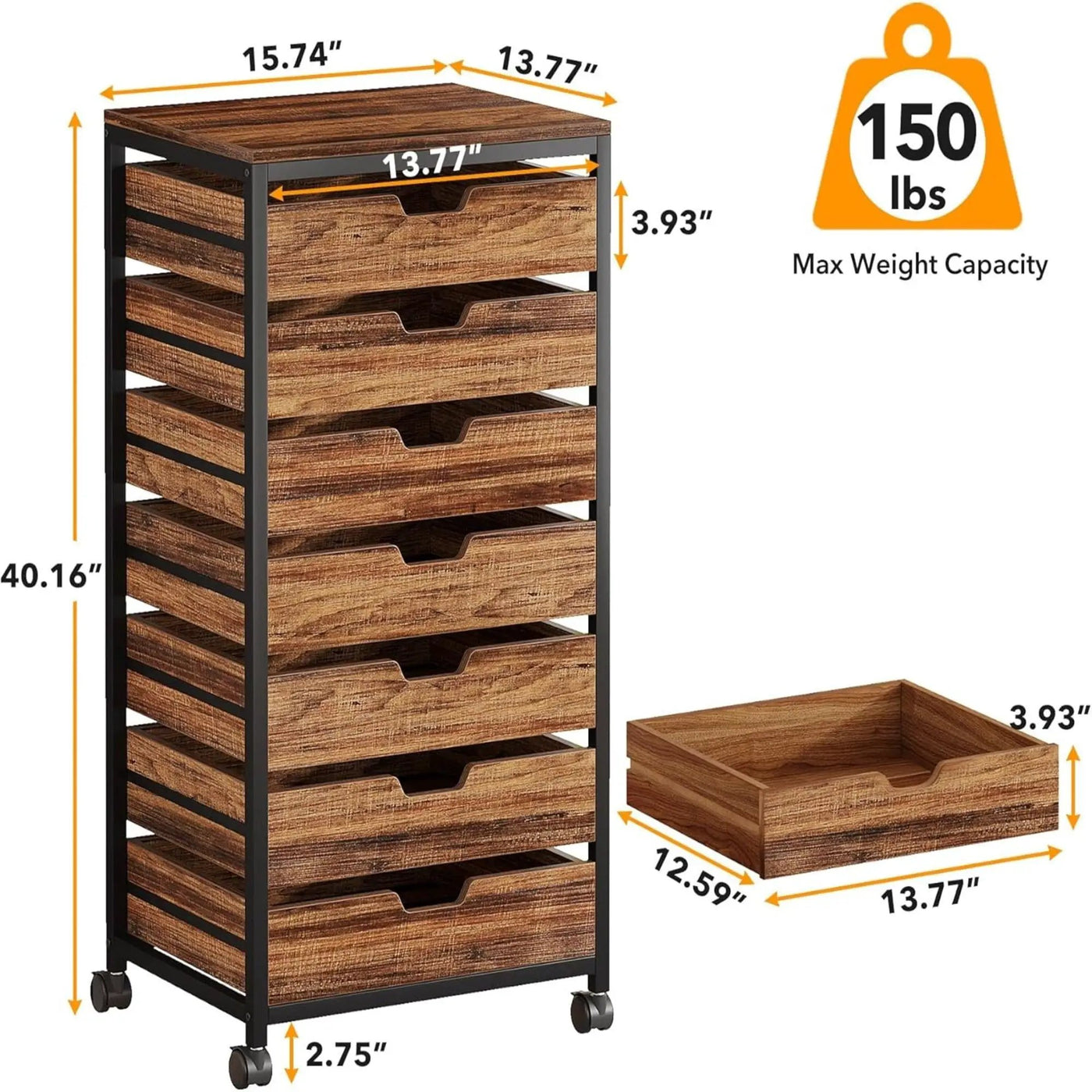 Storage Chest With Wheels, Mobile Drawer Unit by HouseOfZazla