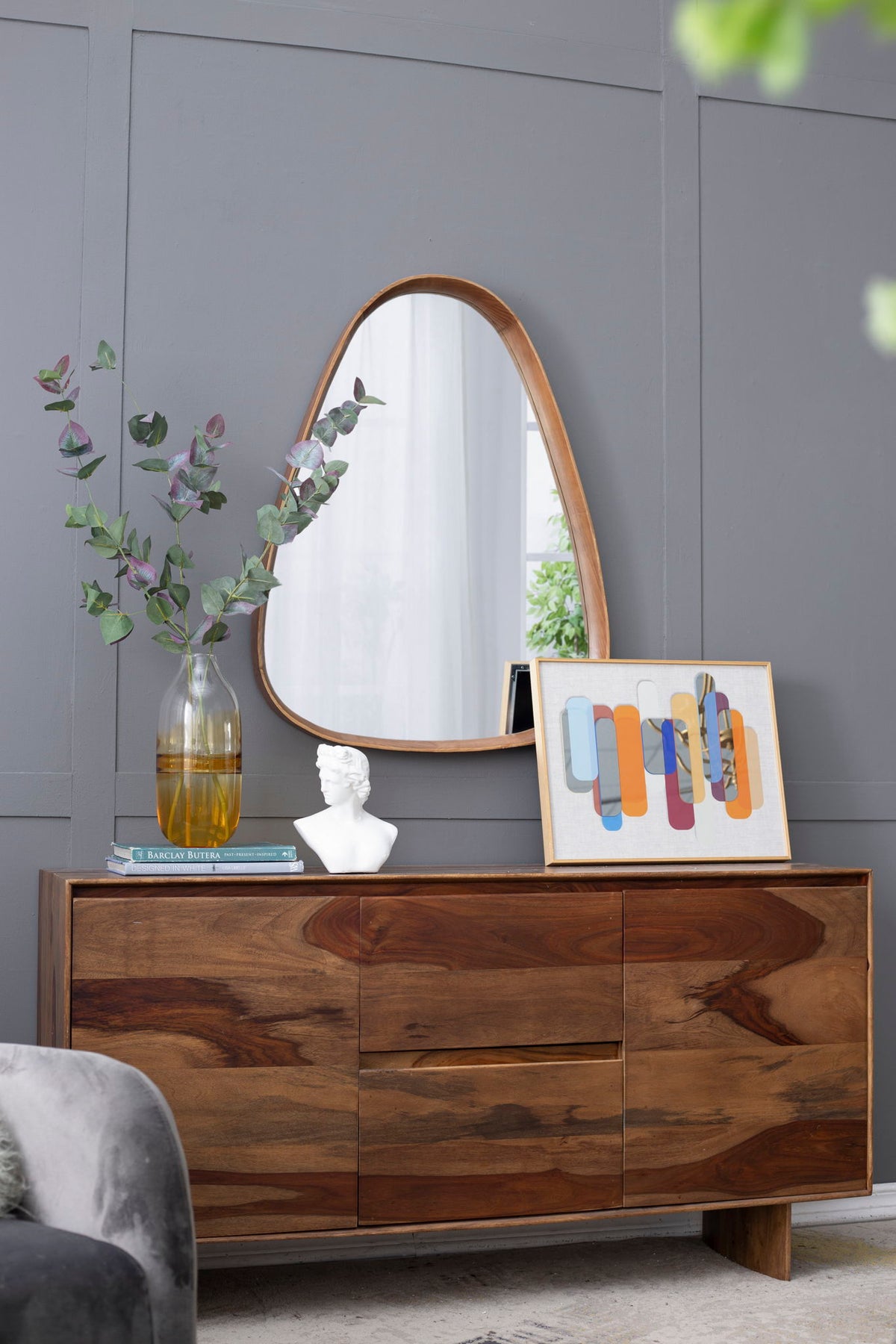 Irregular Mirror With Frame Wall Mirror - Brown, photo 6 of 9