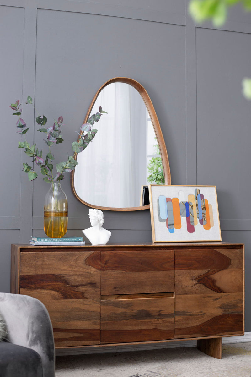 Irregular Mirror With Frame Wall Mirror - Brown, photo 6 of 9