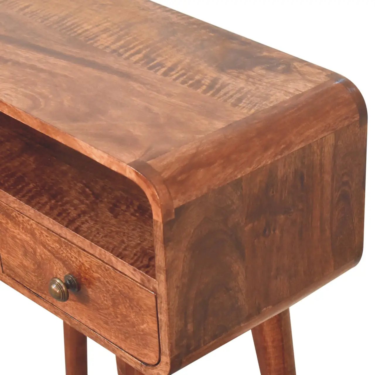 Solid Wood Mini Curved Honey Console Table by HouseOfZazla