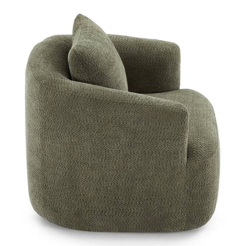 360° Swivel Barrel Sofa Chair With Throw Pillow, Upholstered Accent Chair by HouseOfZazla