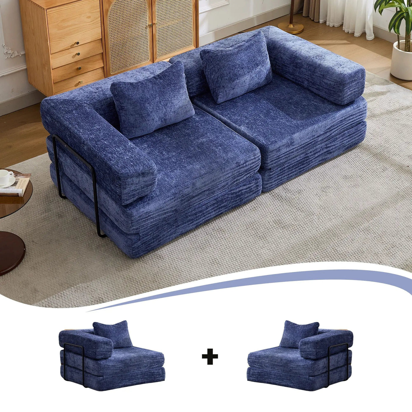 Convertible Floor Sofa Bed With Pillow Back Support Armrest by HouseOfZazla