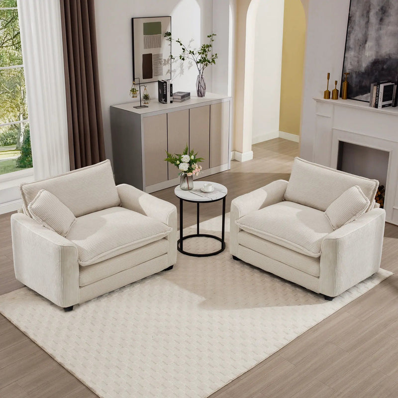 Modern Classic Fabric Single Chair Deep Seat Sofa With Pillow by HouseOfZazla