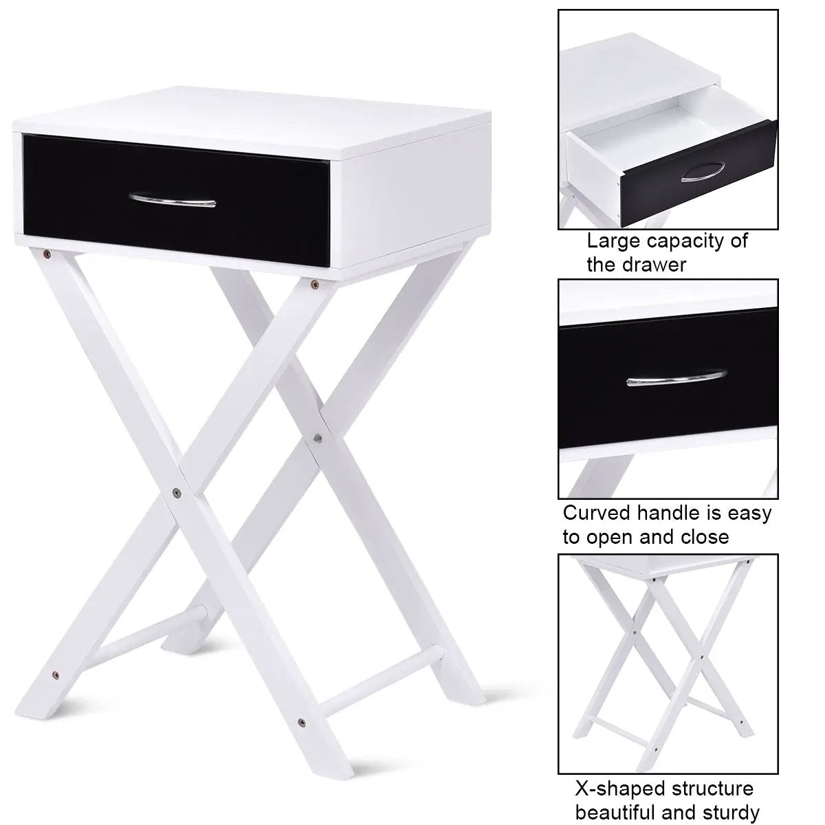 Modern X-Shape Accent Side End Table-Black by DirectDeals