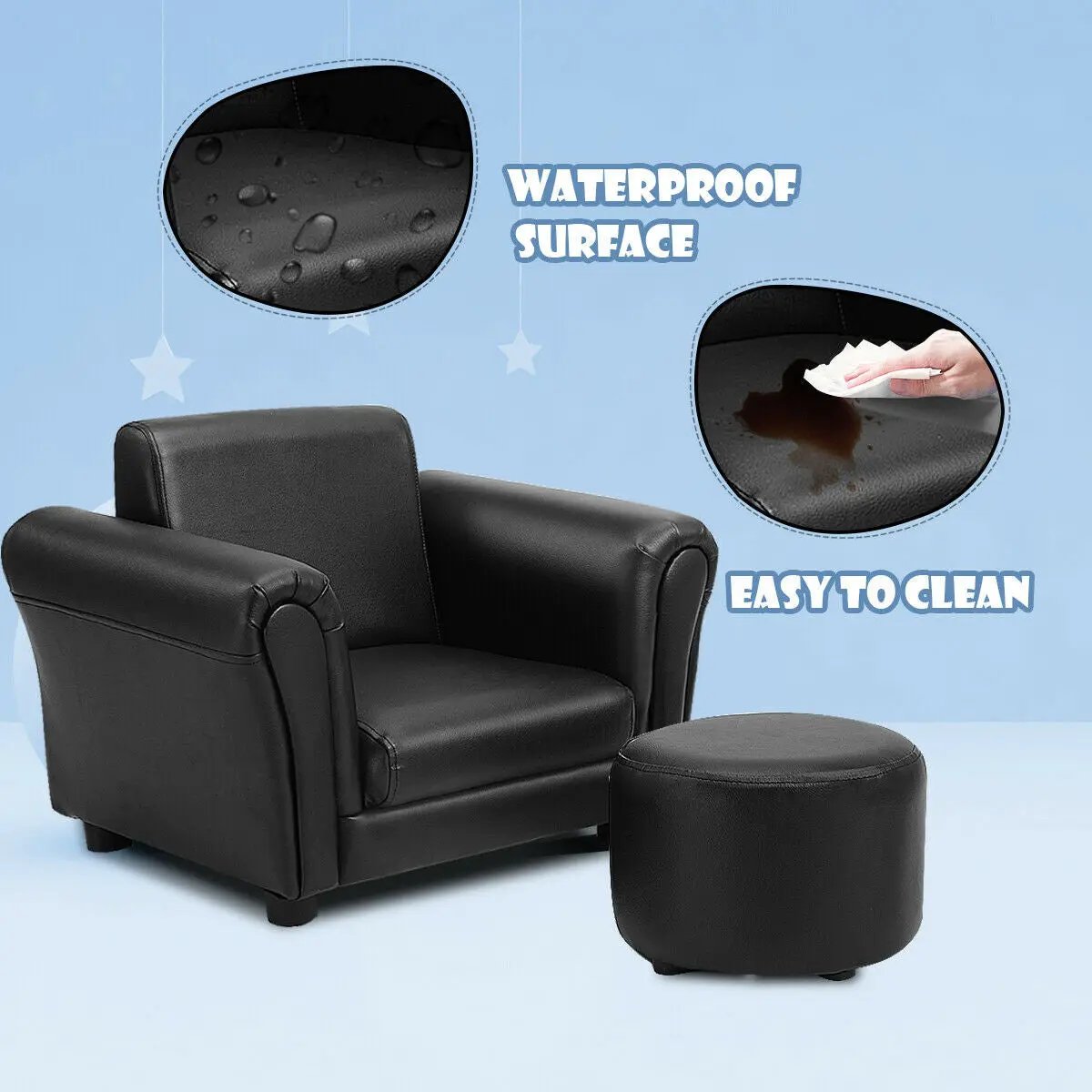 Kids Armrest Sofa with Ottoman by DirectDeals