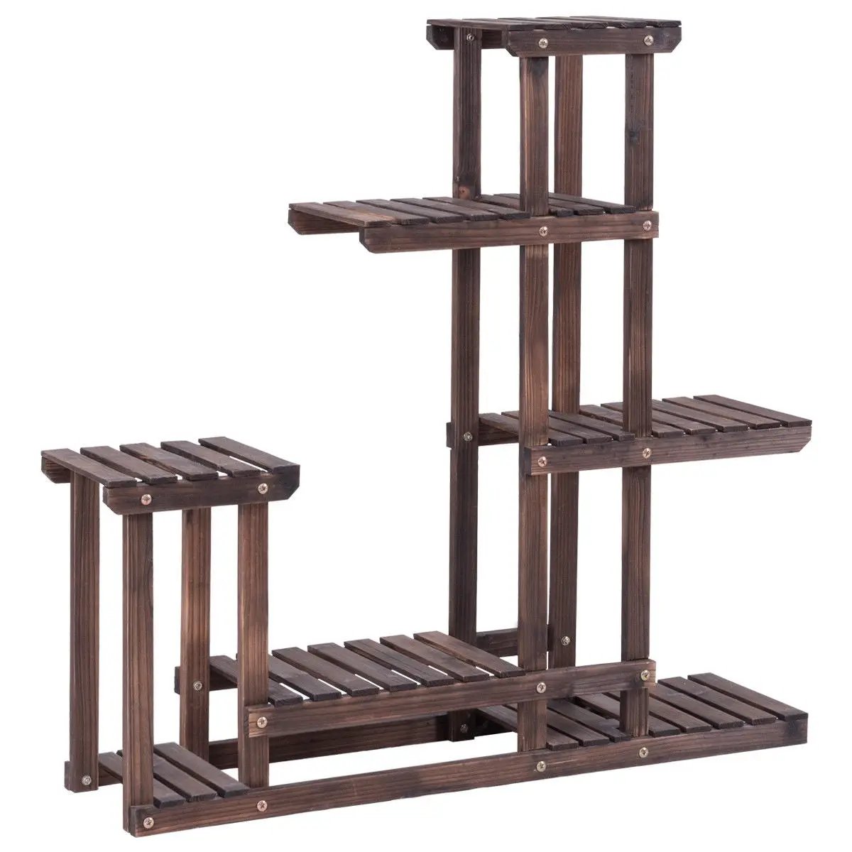 6-Tier Garden Wooden Plant Flower Stand Shelf for Multiple Plants Indoor or Outdoor by DirectDeals