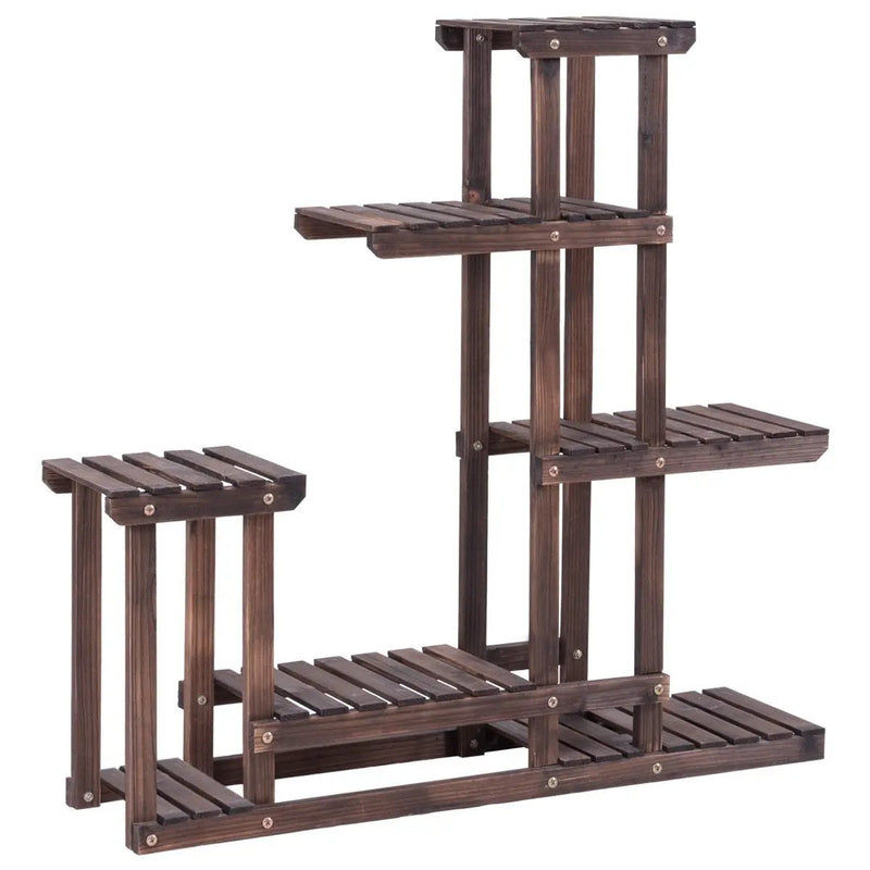 6-Tier Garden Wooden Plant Flower Stand Shelf for Multiple Plants Indoor or Outdoor by DirectDeals