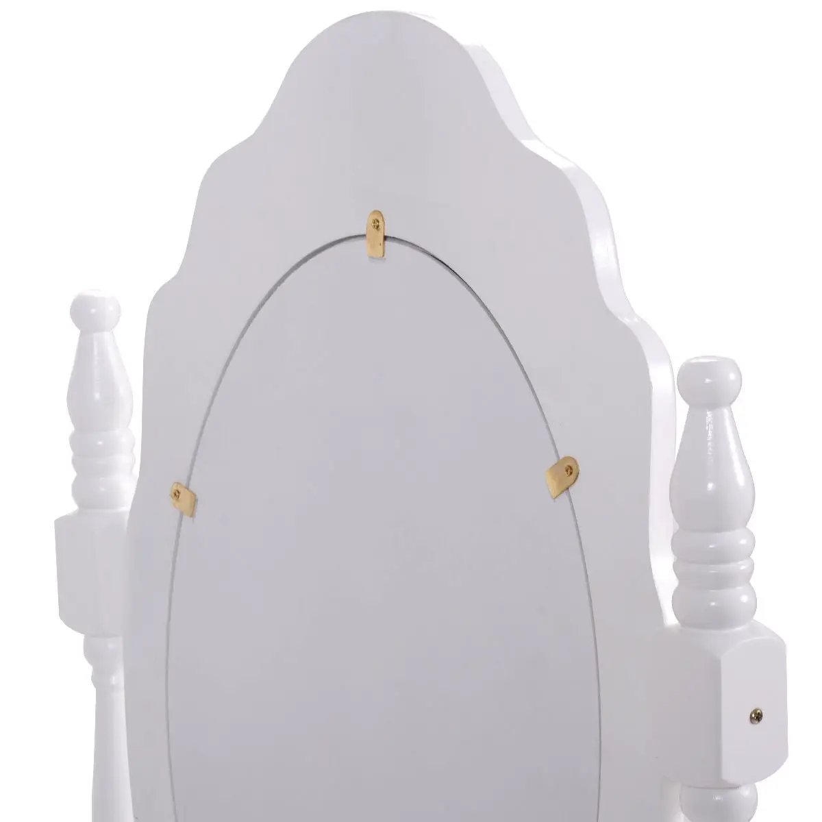 Vanity Table Set with Cushioned Stool with 360¬∞ Rotating Oval Mirror and Three Drawers-White by DirectDeals