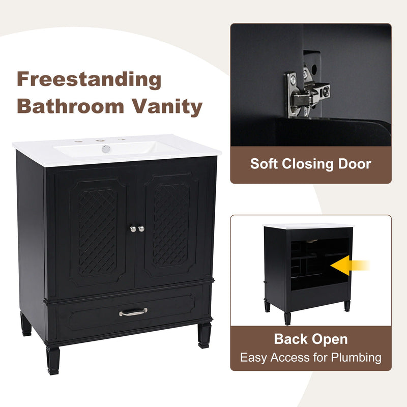 Bathroom Vanity With Sink, Soft Closing Door, Multi Functional Storage by HouseOfZazla