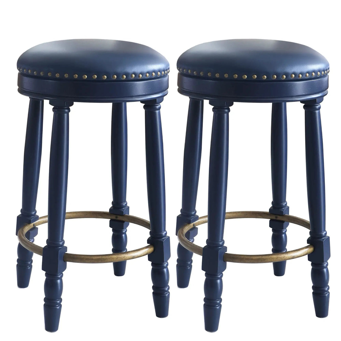 360° Swivel Wooden Barstools With Upholstered Seat, Counter Height (Set of 2) by HouseOfZazla