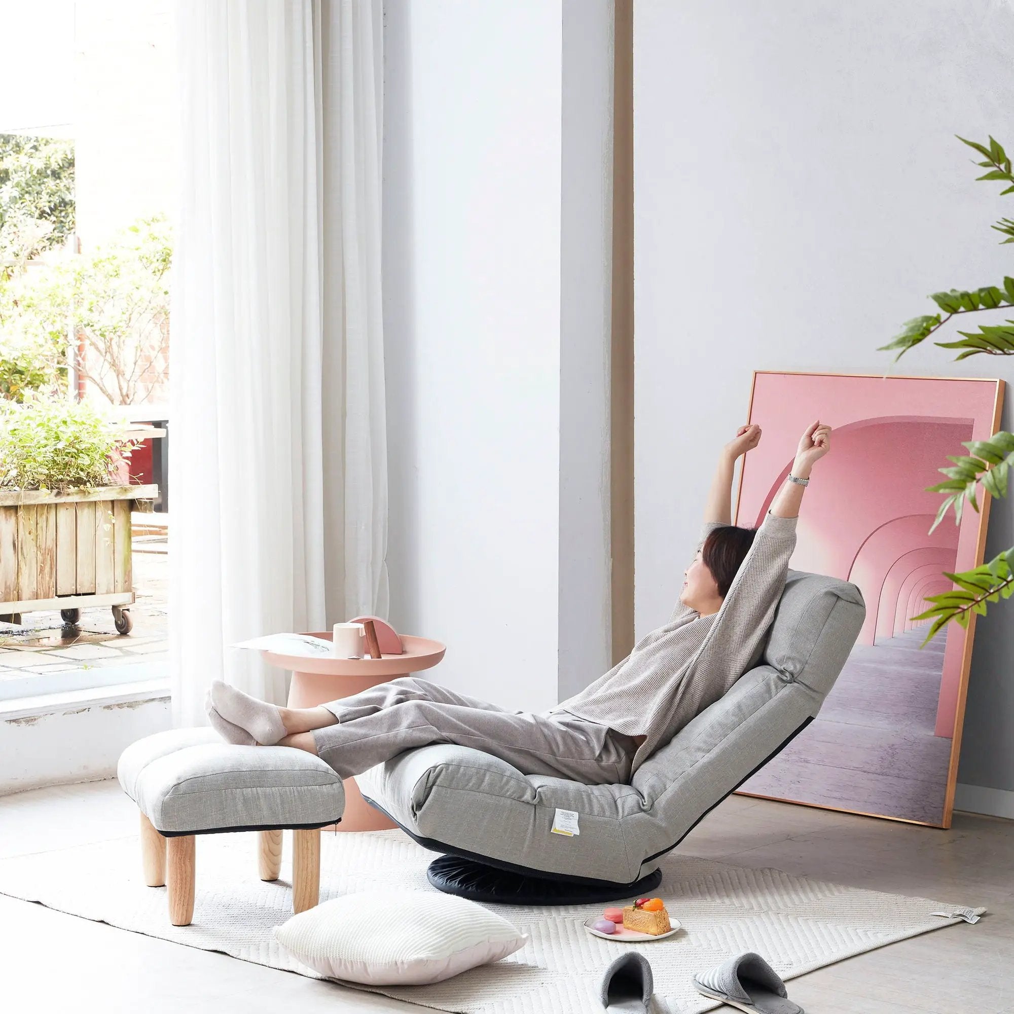 Adjustable Japanese Reclining Floor Chair Sofa With Metal Frame For Living Room by HouseOfZazla