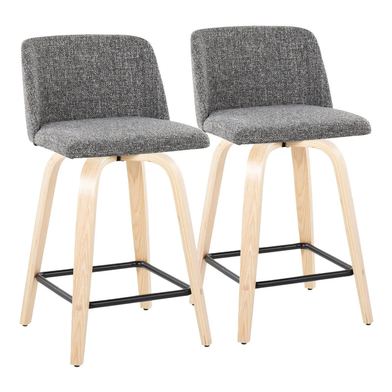 Toriano - Contemporary Modern Design Fixed Height Counter Stool With Swivel With Square Footrest (Set of 2) by HouseOfZazla