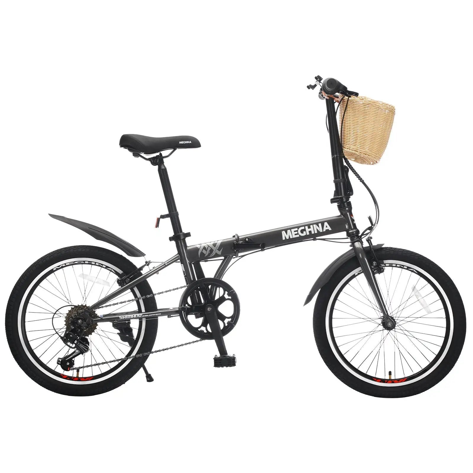 20 Inch Folding Bike for Adults with Basket and Phone Holder by HouseOfZazla