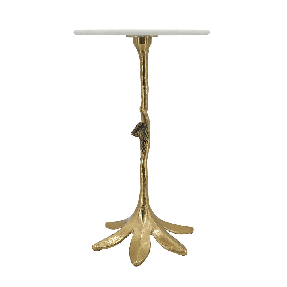 Leafy Branch Side Table with Marble Top - Gold Finish, photo 9 of 10