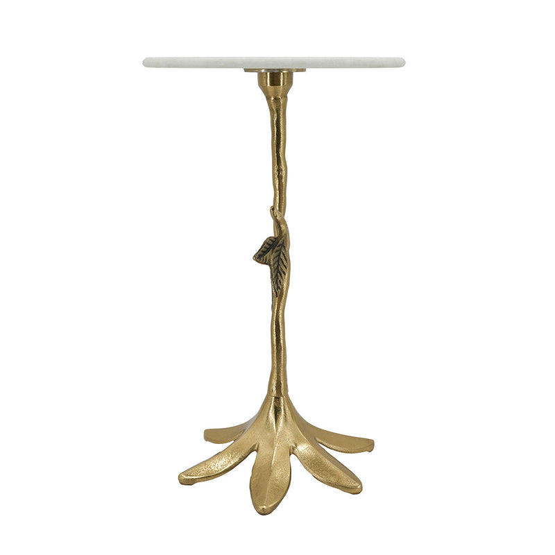 Leafy Branch Side Table with Marble Top - Gold Finish, photo 9 of 10