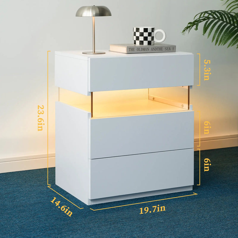 LED Nightstands with 3 Drawers by HouseOfZazla
