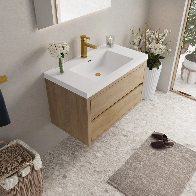 36" Wall-Mounted Bathroom Vanity with Sink by HouseOfZazla
