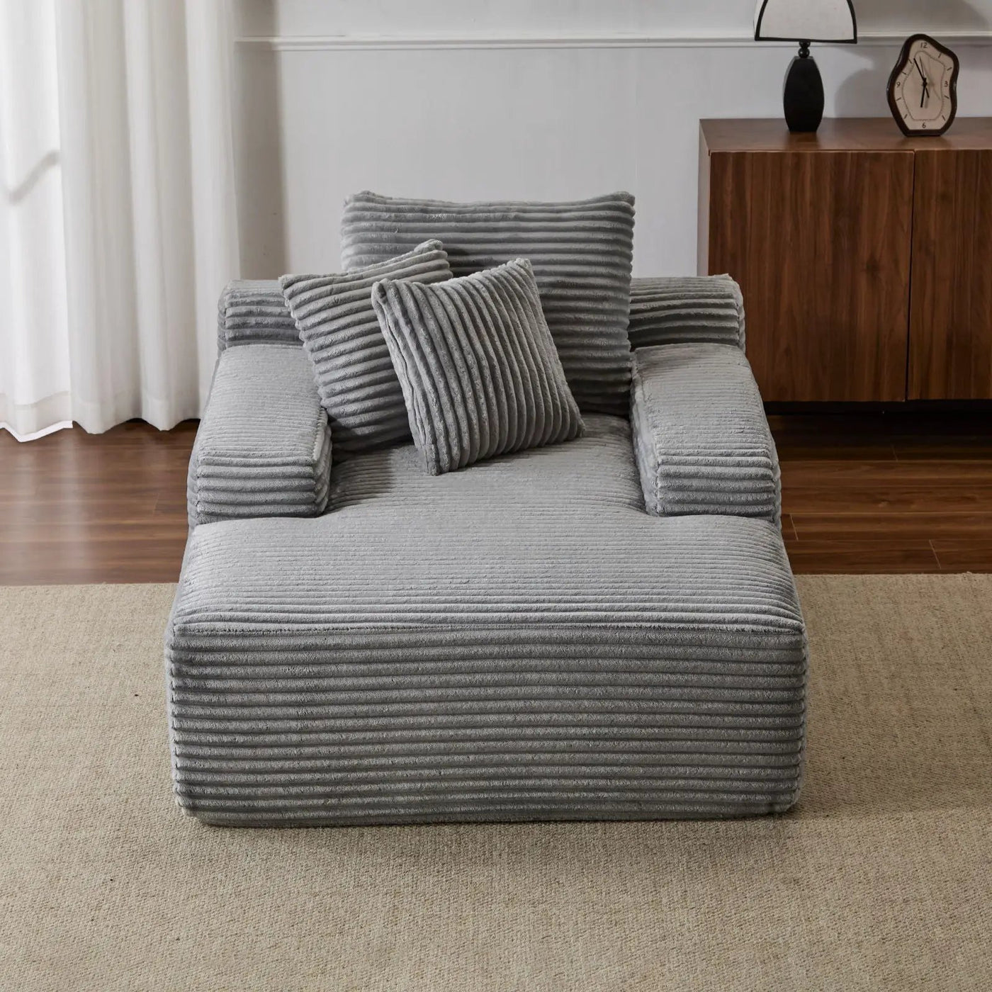 Oversized Chaise Lounge Chair Cozy Cloud Couch With 3 Throw Pillows And Wide Armrest by Unique Piece Furniture