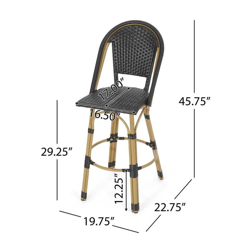 Outdoor Rattan And Aluminum French Barstools (Set of 2) by HouseOfZazla
