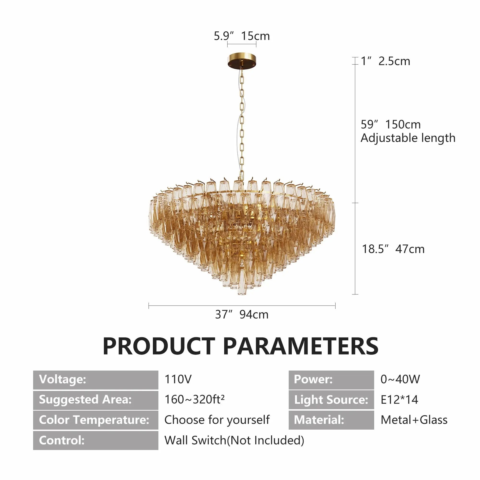 37" Extra Large 14-Light Gold Modern Round Chandelier by HouseOfZazla