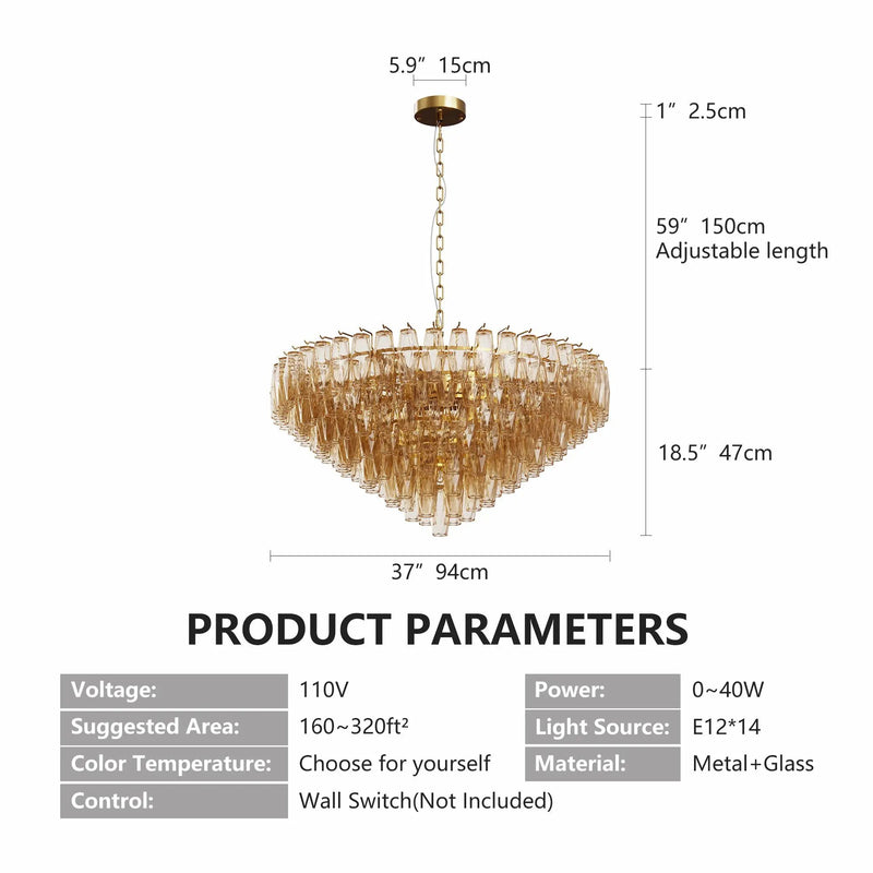 37" Extra Large 14-Light Gold Modern Round Chandelier by HouseOfZazla