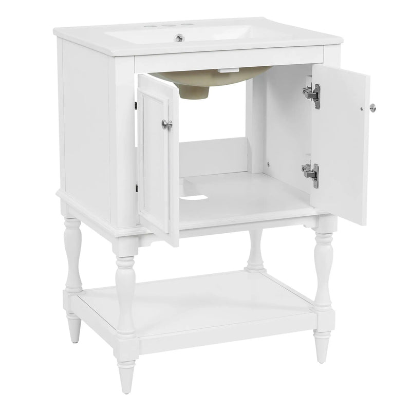 Modern Bathroom Vanity With Sink, Rectangular Cabinet With Open Shelf And Closed Storage by Unique Piece Furniture