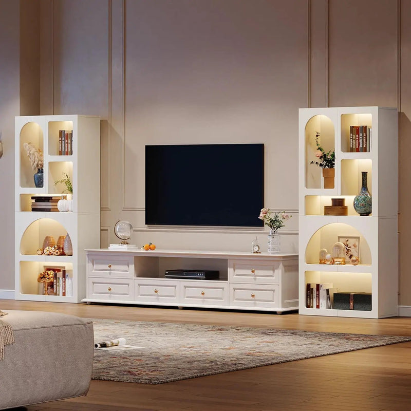 Geometric Arched 5 Shelf Art Display Bookcase For Living Room - White by HouseOfZazla