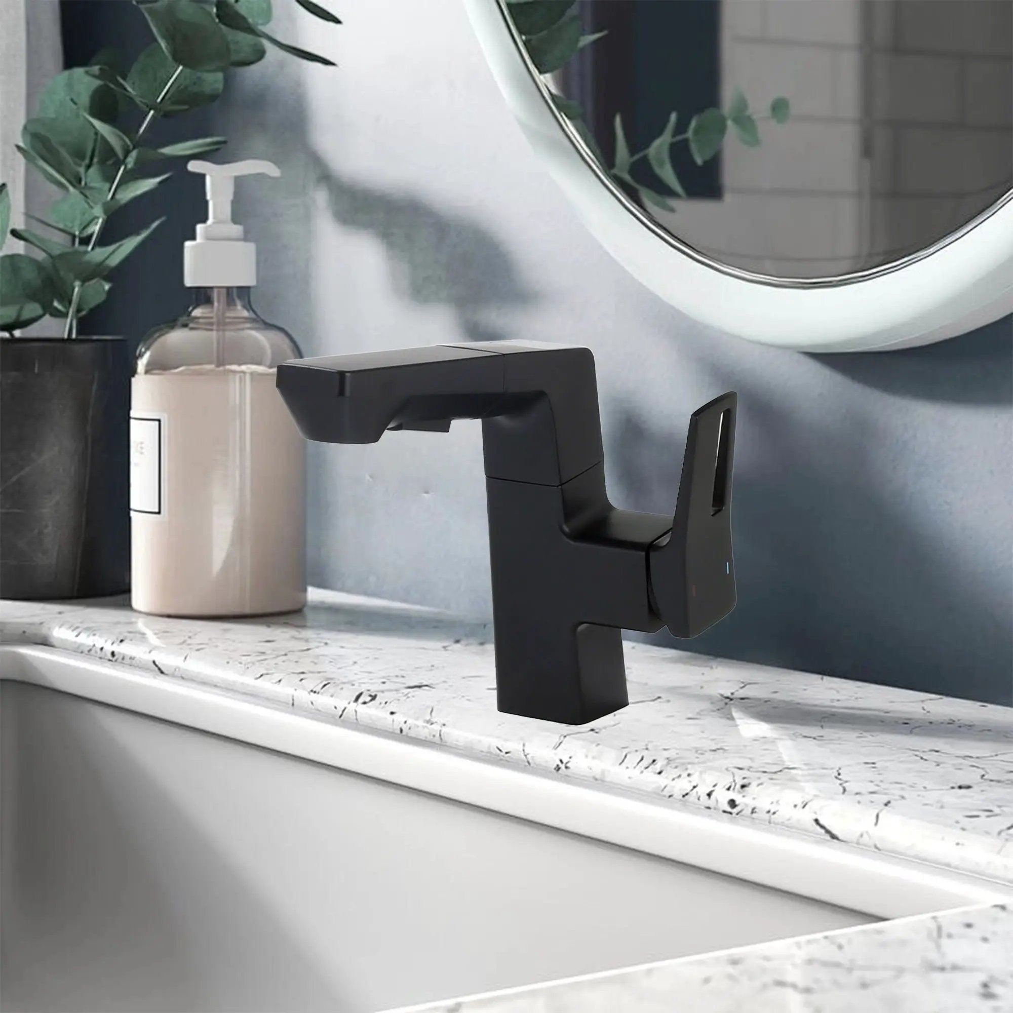 Modern Smart LED Bathroom Faucet With Temperature Digital Display And Pull Down Sprayer by HouseOfZazla