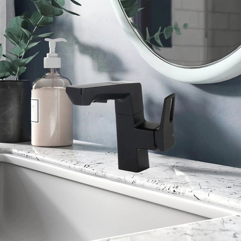 Modern Smart LED Bathroom Faucet With Temperature Digital Display And Pull Down Sprayer by HouseOfZazla
