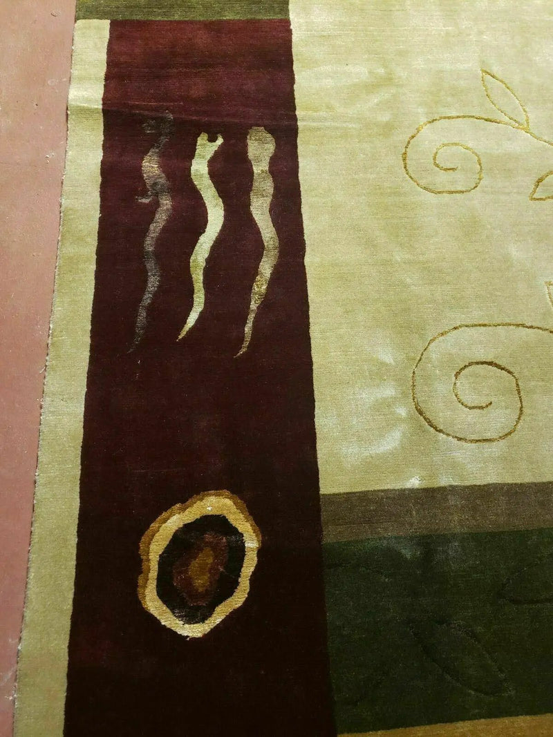 6' X 9' Modern Handmade Tibetan Nepal Wool & Silk Rug Decorative Abstract Gold by Jewel Rugs
