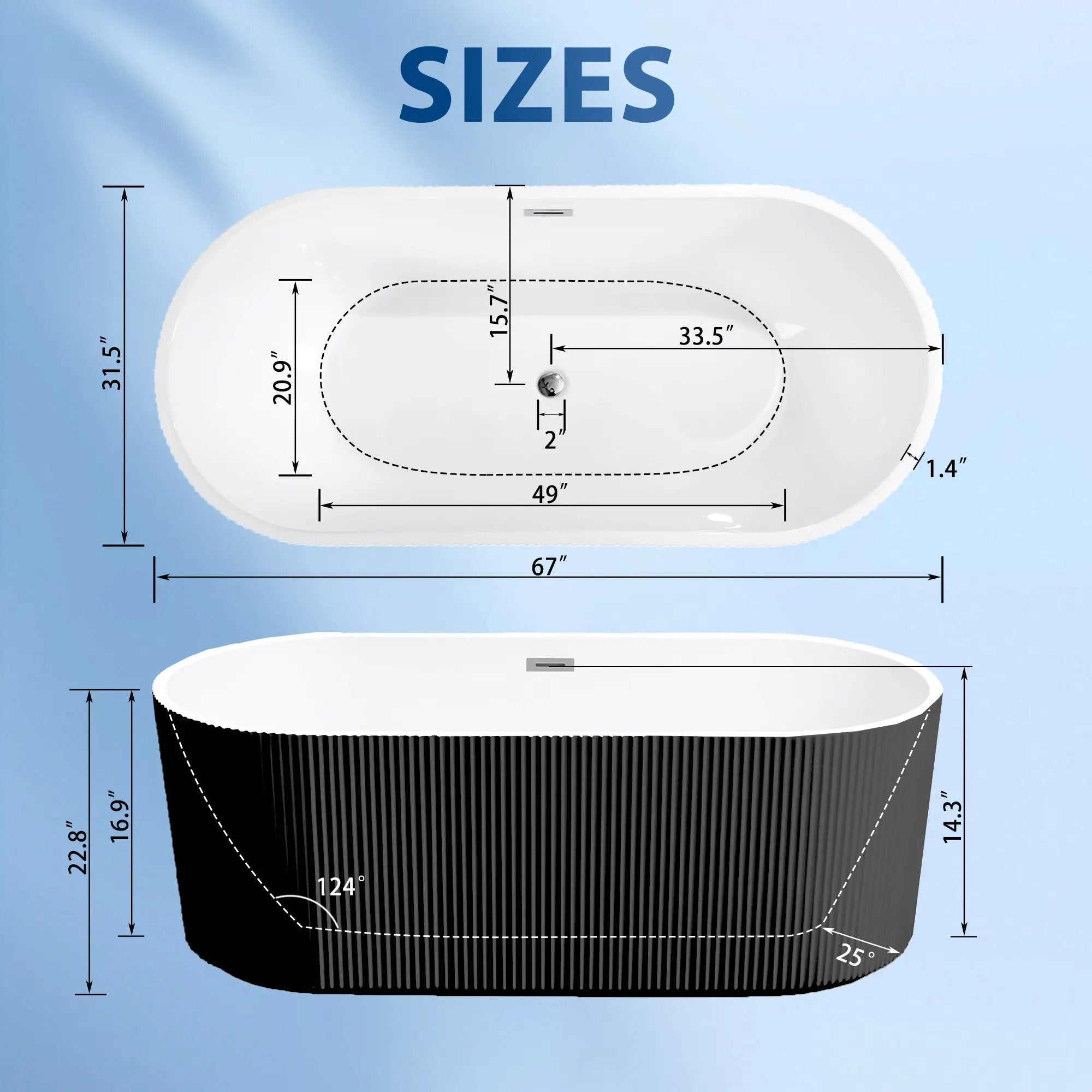 67" Linear Acrylic Freestanding Bathtub by HouseOfZazla