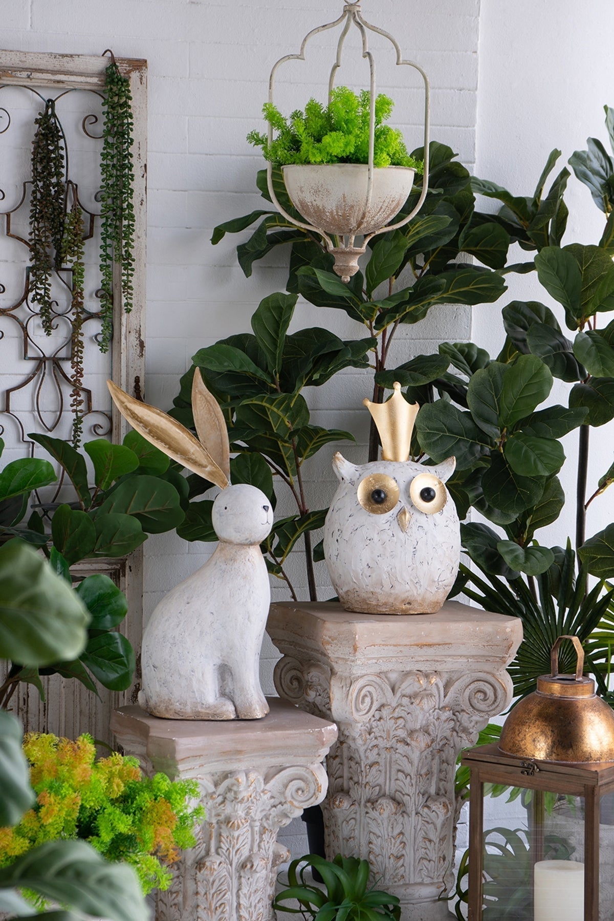 White Magnesium Rabbit Figurine with Gold Iron Ears by HouseOfZazla