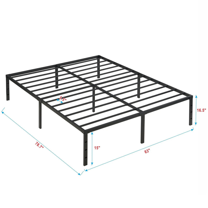 Queen Size Platform Bed with Quiet Support - Black by HouseOfZazla